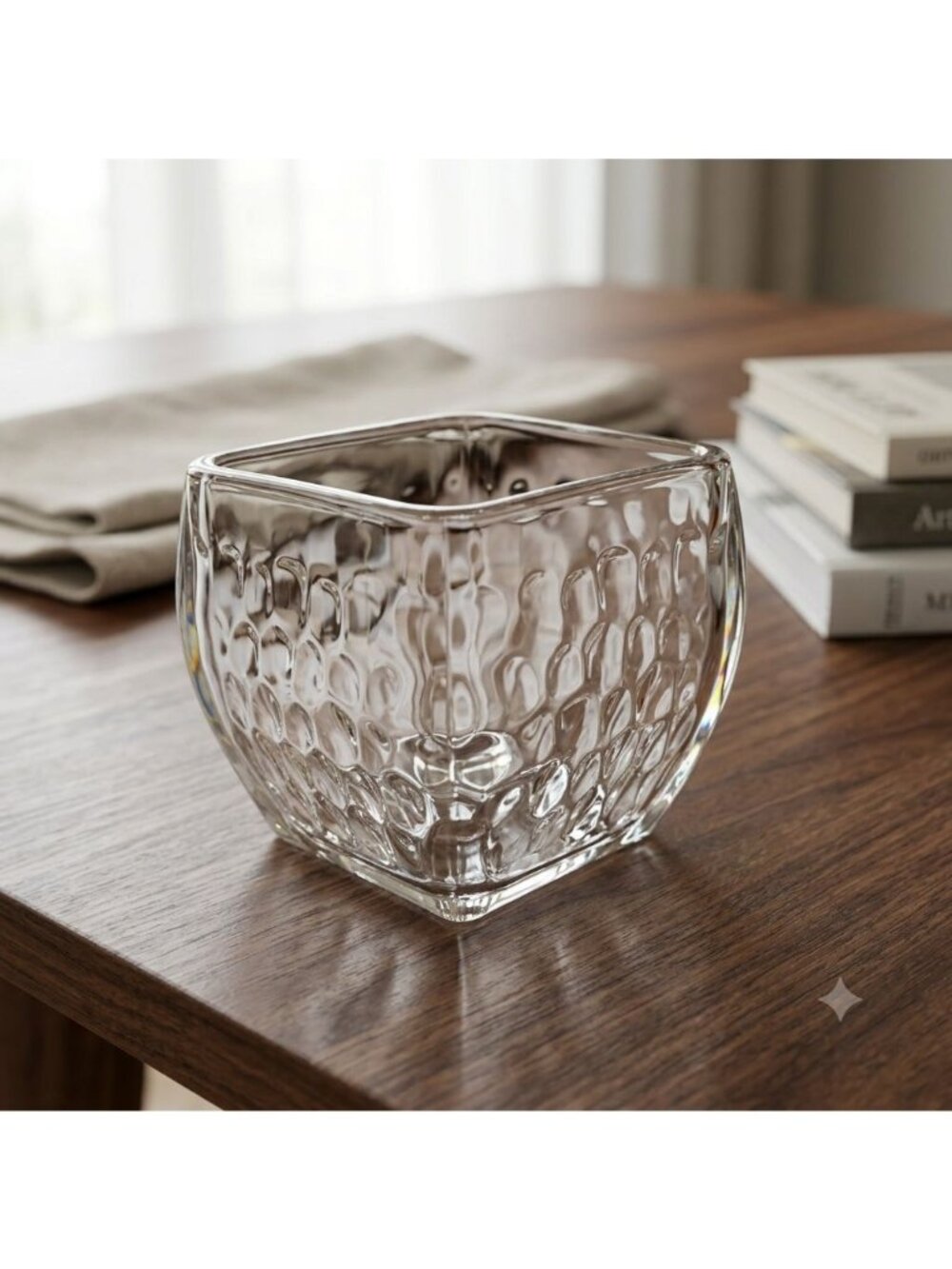 Vintage PartyLite Clear Square Pebble Glass Votive Candle Holder 3.5" - Picture 1 of 10